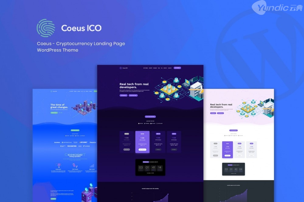 Coeus – Cryptocurrency Landing Page  加密货币登陆页面WordPress主题