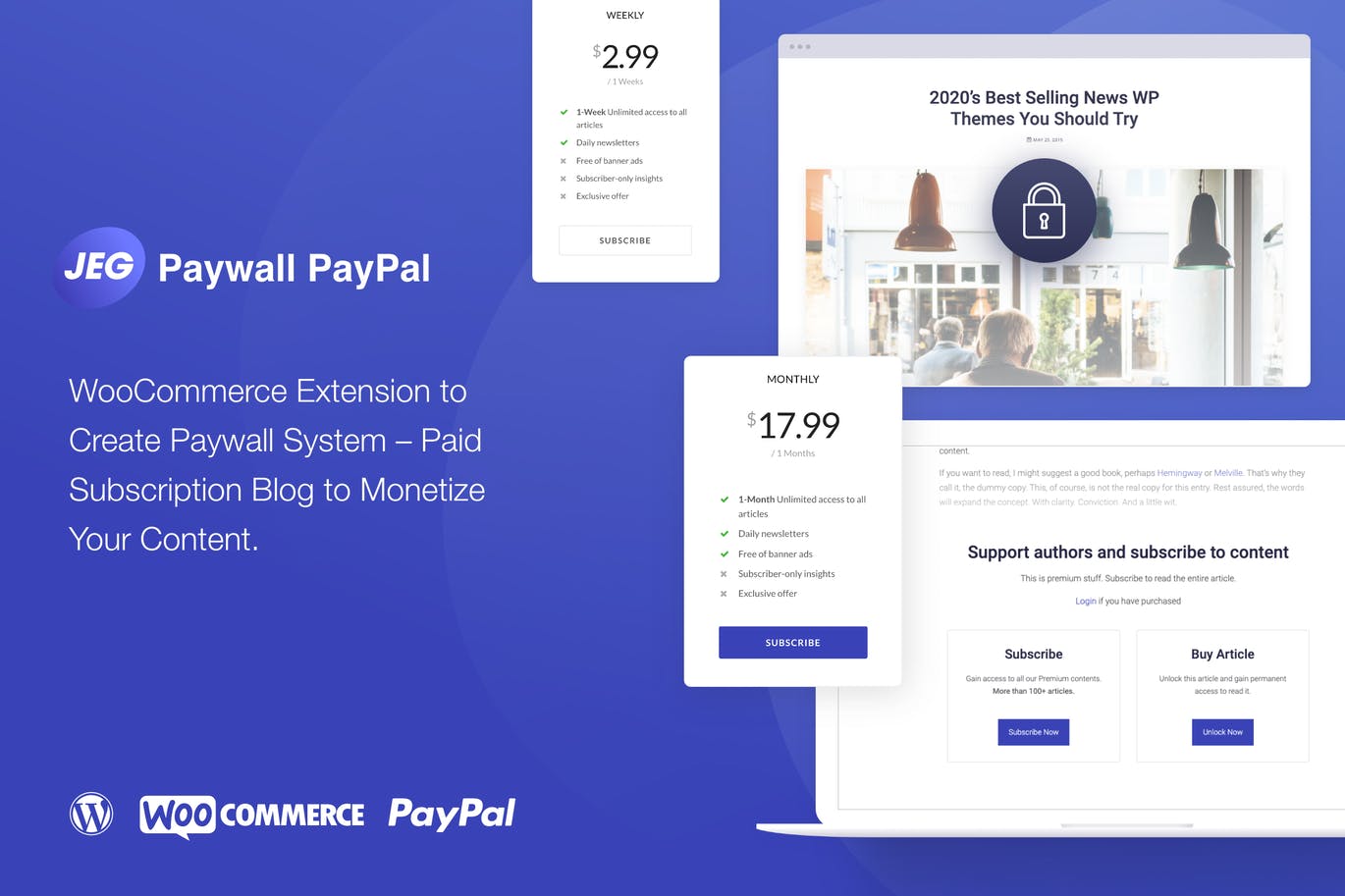 Jeg PayPal Paywall和内容订阅系统