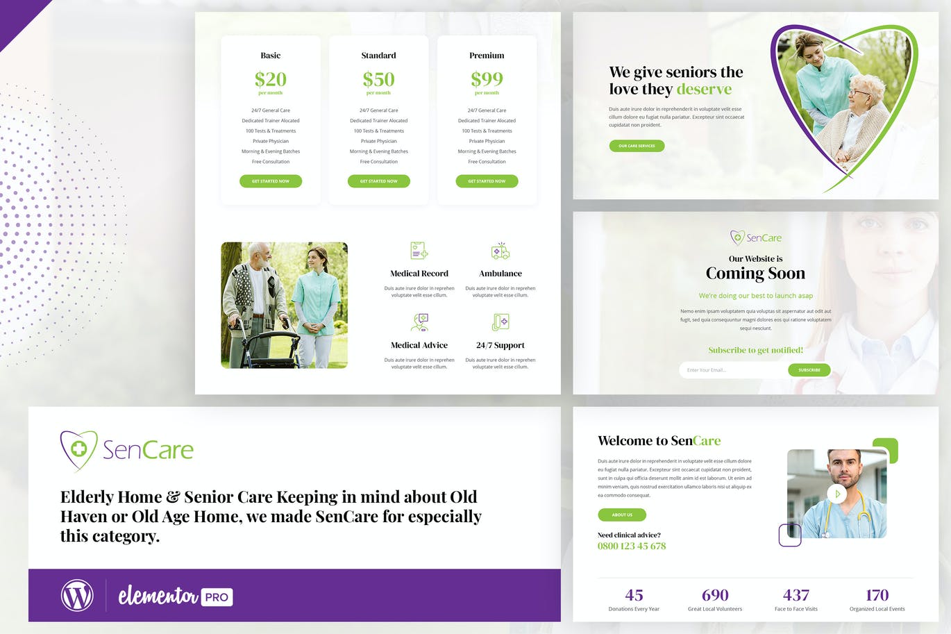 SenCare – 老年护理 Elementor Template Kit