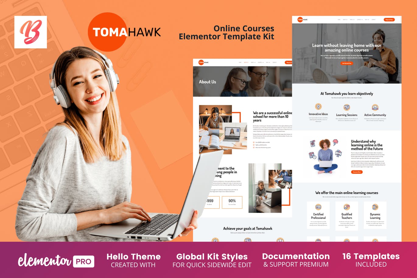 Tomahawk – 在线课程Elementor模板工具包