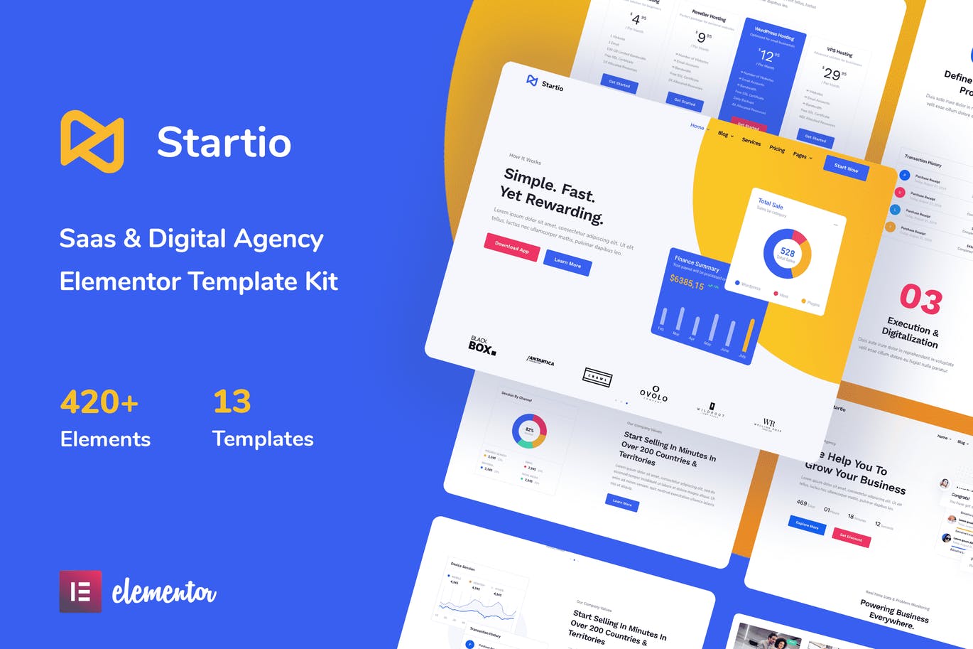 Startio -Saas和数字代理机构 Elementor Template Kit