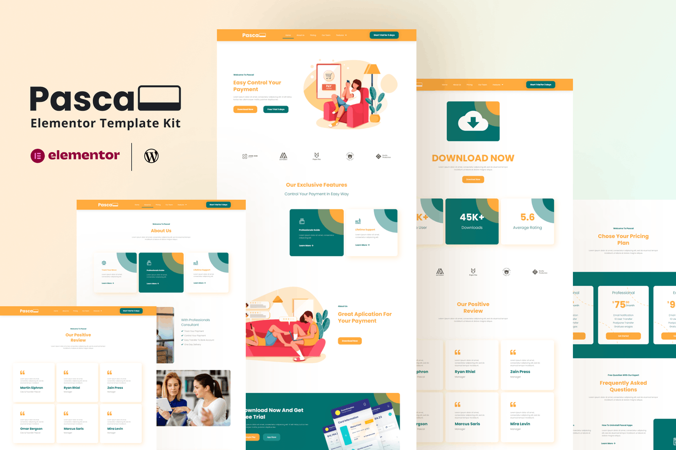 Pascal – 支付应用程序 Business Elementor Pro Template Kit