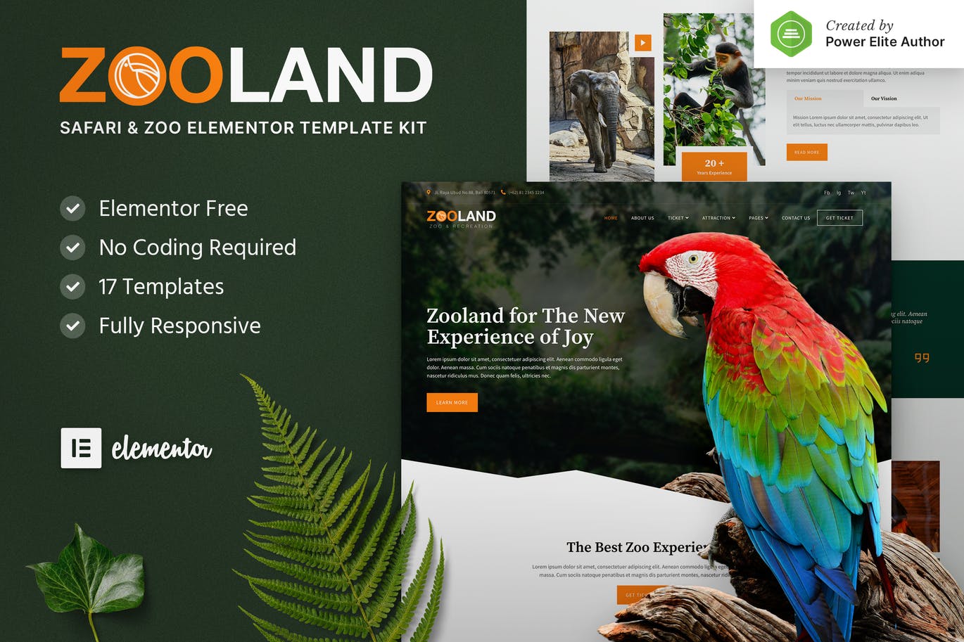 Zooland – Safari & Zoo Elementor Template Kit