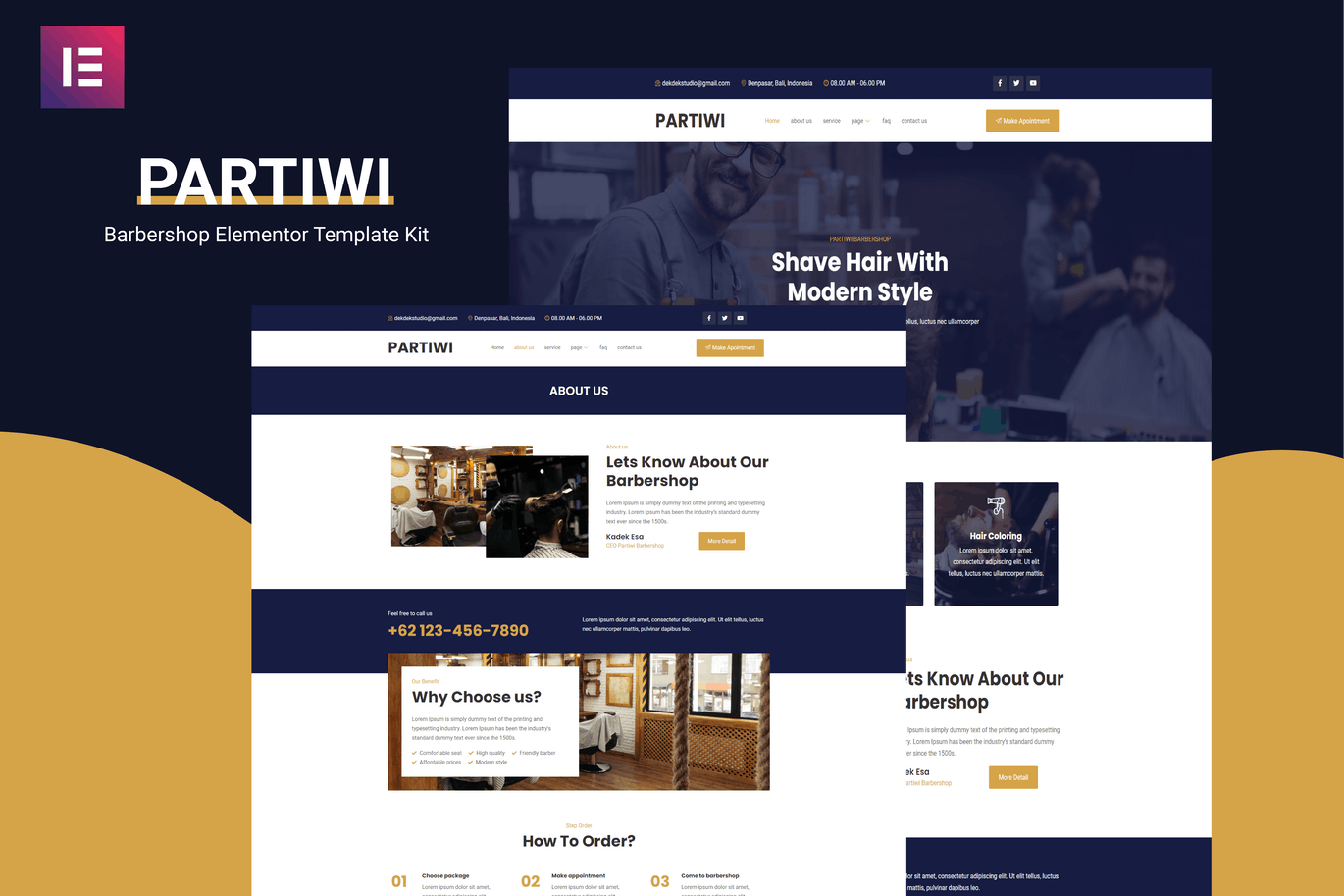 Partiwi – 理发店 Elementor Template Kit