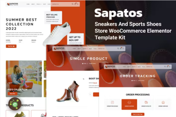 Sapatos – 运动鞋和运动鞋商店 WooCommerce Elementor 模板套件