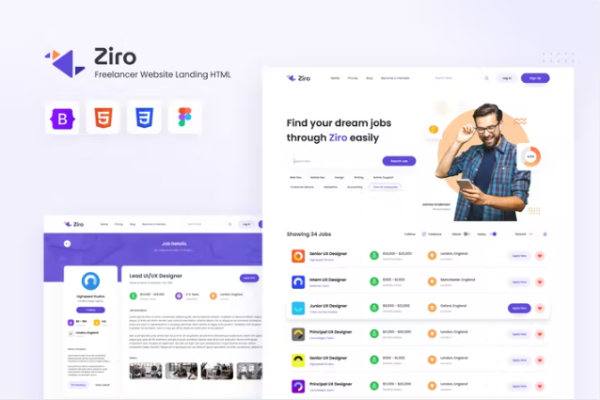 Ziro – 自由职业者目录网站 HTML 模板