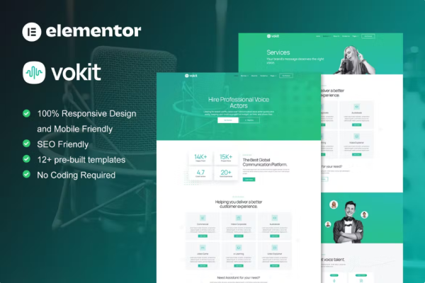 VoKit – Voice Over Services Elementor 模板工具包