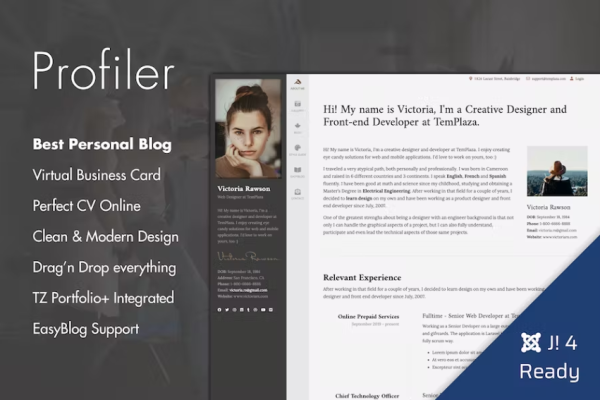 Profiler – 个人博客 Joomla 4 模板