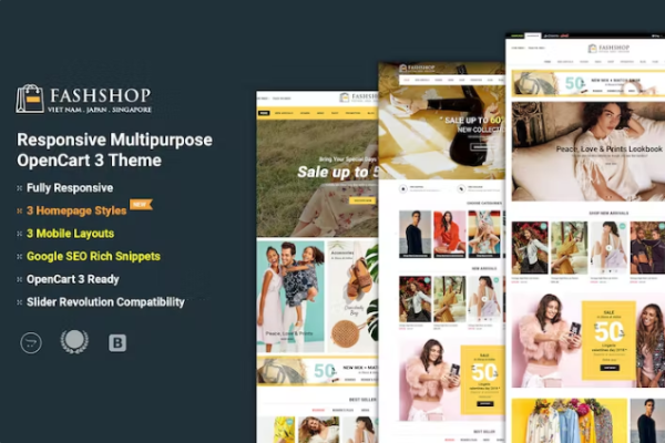 FashShop – 多用途 OpenCart 3 主题