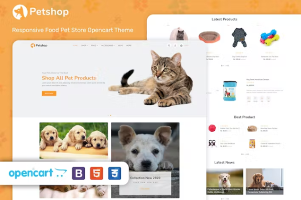 PetShop – 响应式食品宠物商店 OpenCart 主题