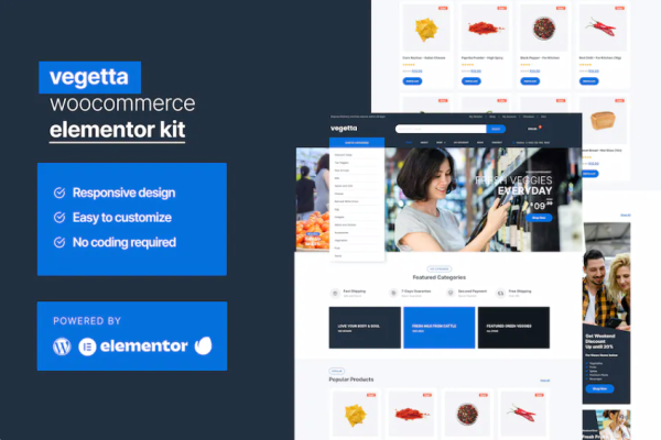 Vegetta – 超市多用途 Woocommerce Elementor 套件