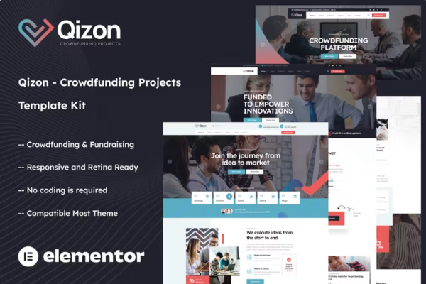 Qizon – 众筹项目 Elementor 模板套件