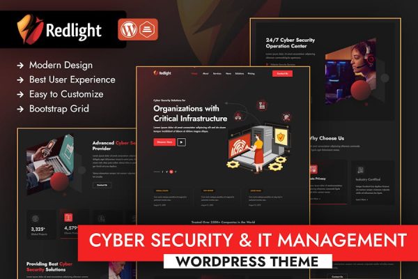 Redlight网络安全& IT管理WordPress Redlight Cyber Security & IT Management WordPress 云典WordPress主题