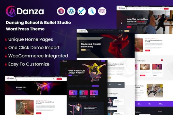 Danza—舞蹈学校和芭蕾舞工作室WordPress Danza – Dancing School and Ballet Studio WordPress 云典WordPress主题