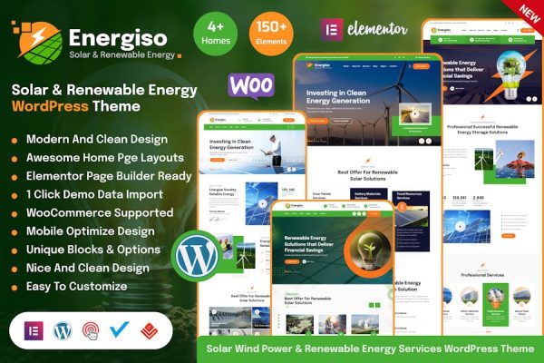 太阳能&能源WordPress主题 Energiso – Solar & Energy WordPress Theme 云典WordPress主题