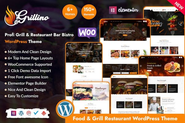 Grillino—烧烤&餐厅WordPress主题 Grillino – Grill & Restaurant WordPress Theme 云典WordPress主题