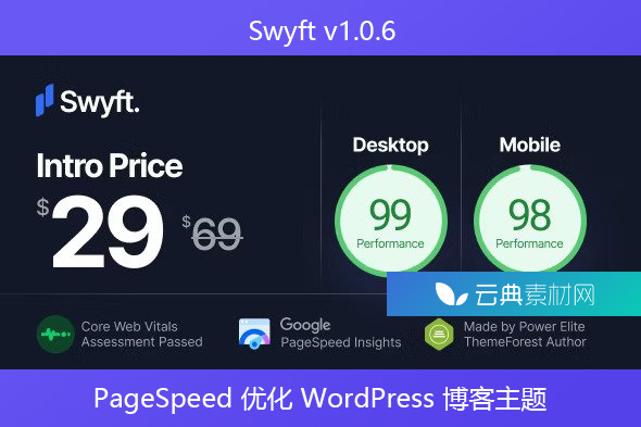 Swyft v1.0.6 – PageSpeed 优化 WordPress 博客主题