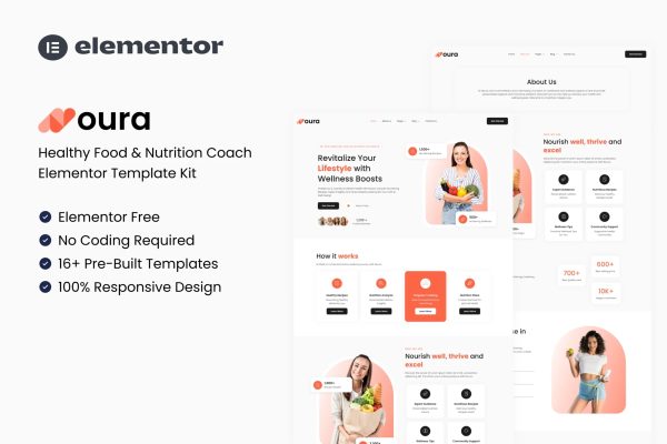 Noura – 健康食品和营养教练 Elementor 模板套件