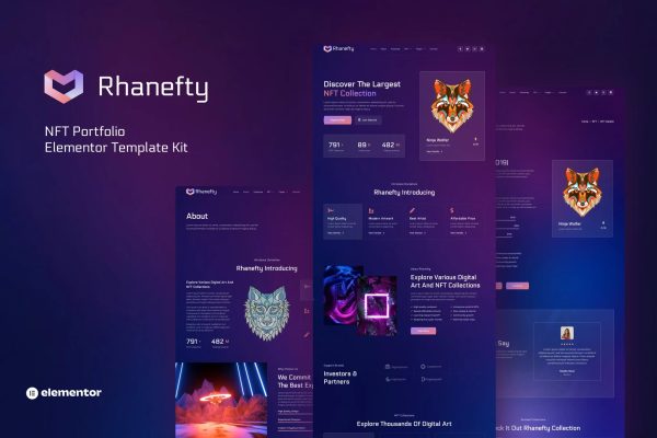 Rhanefty – NFT 投资组合 Elementor 模板套件