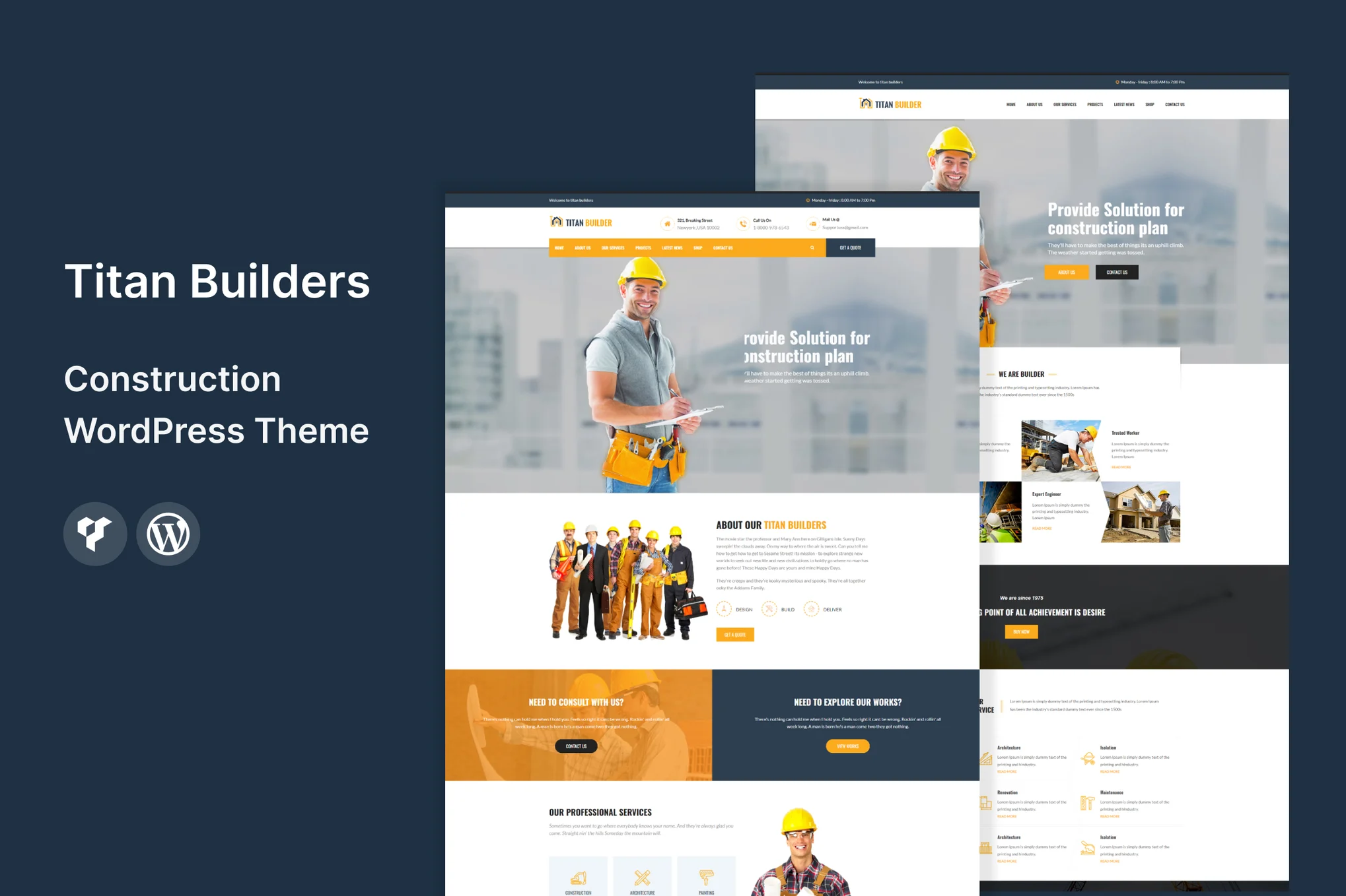 Titan Builders : 建筑 WordPress 主题