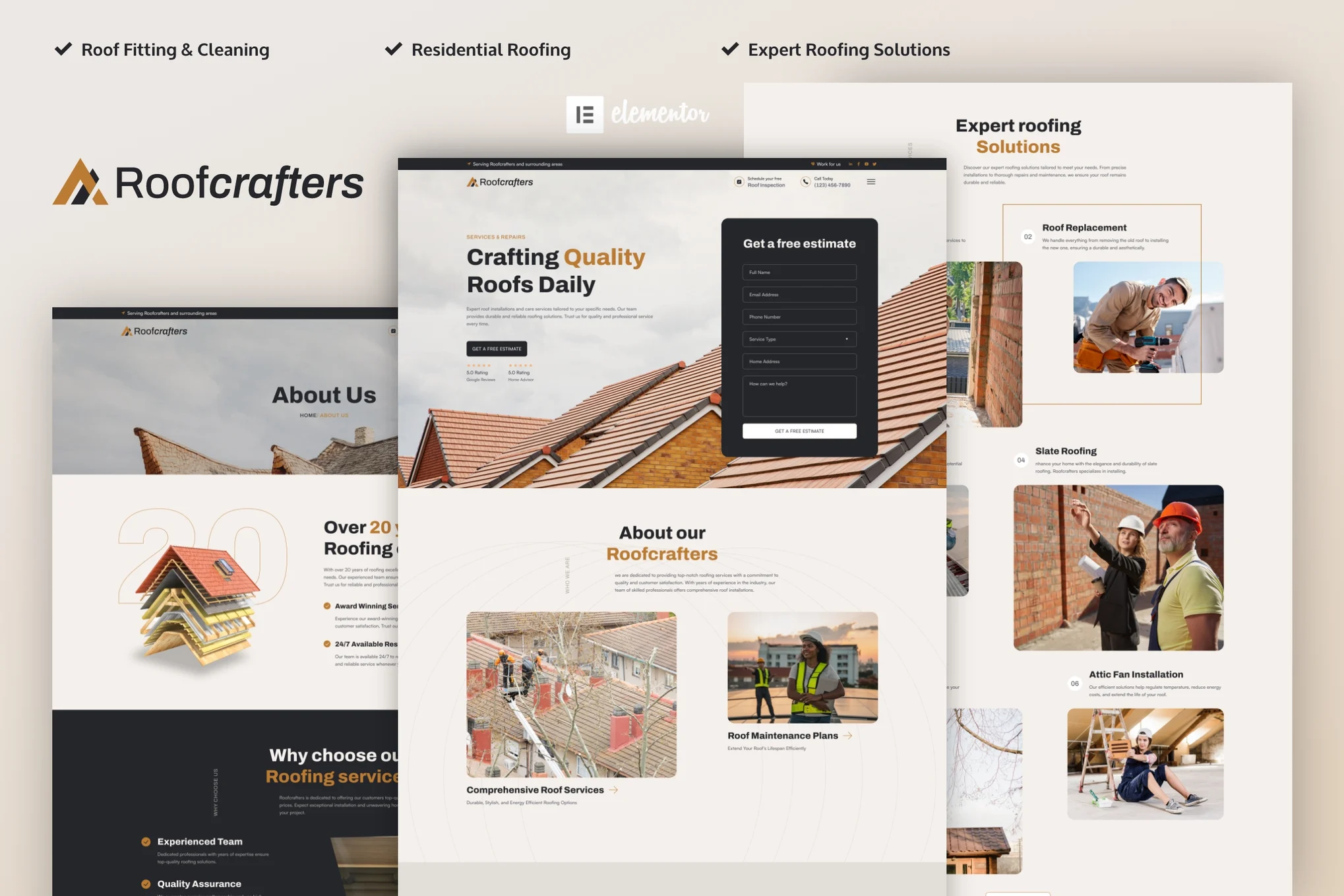 Roofcrafters – 屋顶公司 Elementor Pro 模板套件