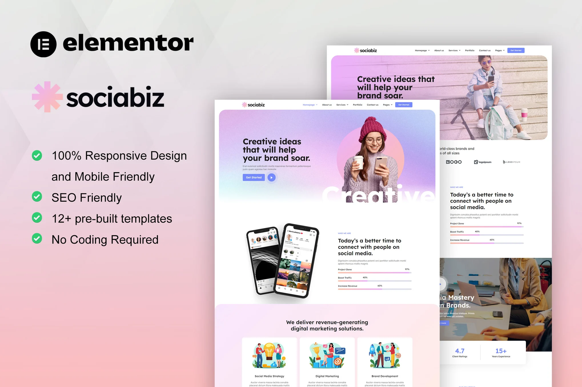 SociaBiz – 数字营销机构 Elementor Pro 模板套件