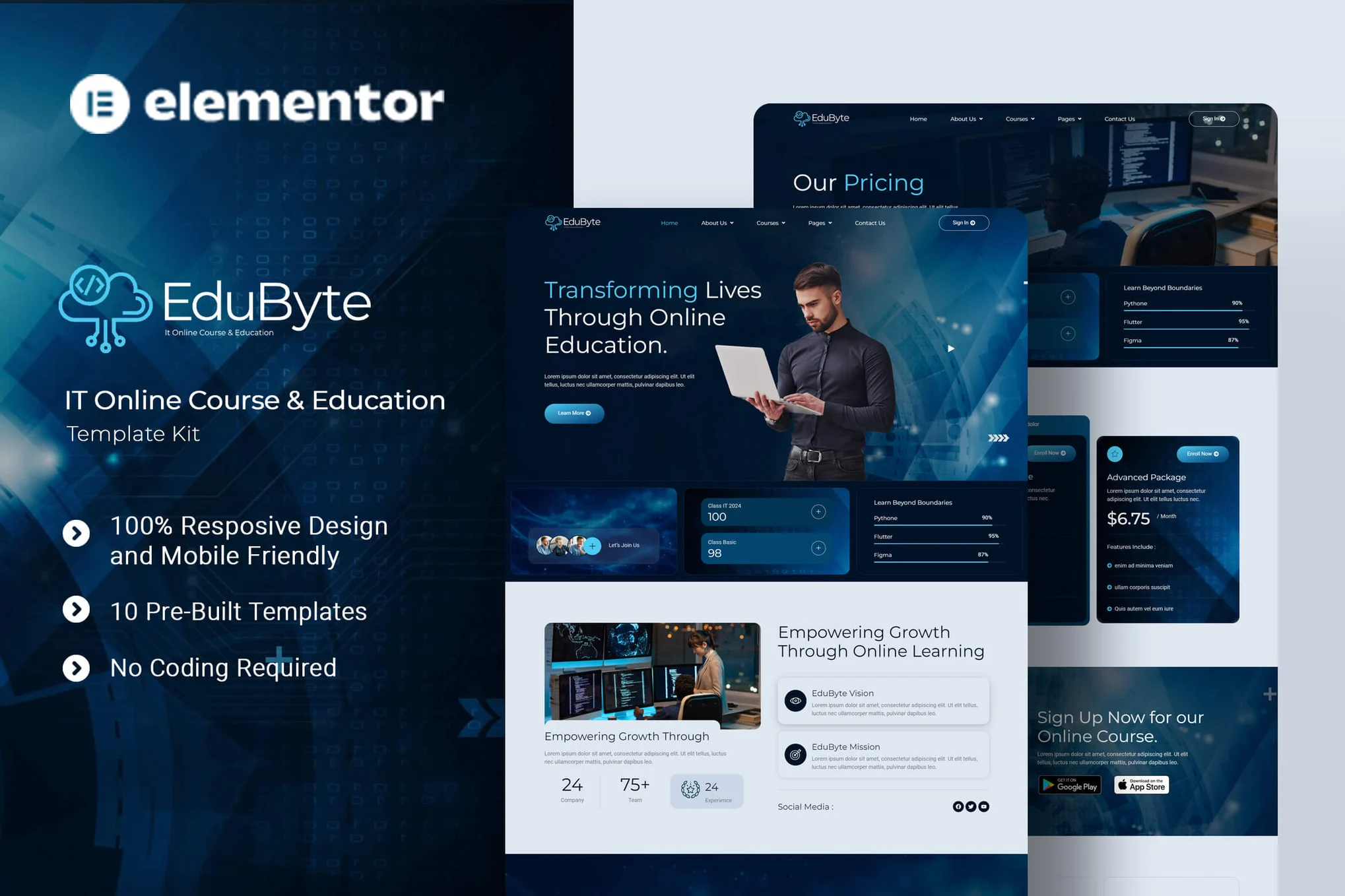 EduByte – IT 在线课程和教育 Elementor 模板套件