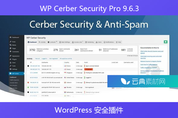 WP Cerber Security Pro 9.6.3 – WordPress 安全插件