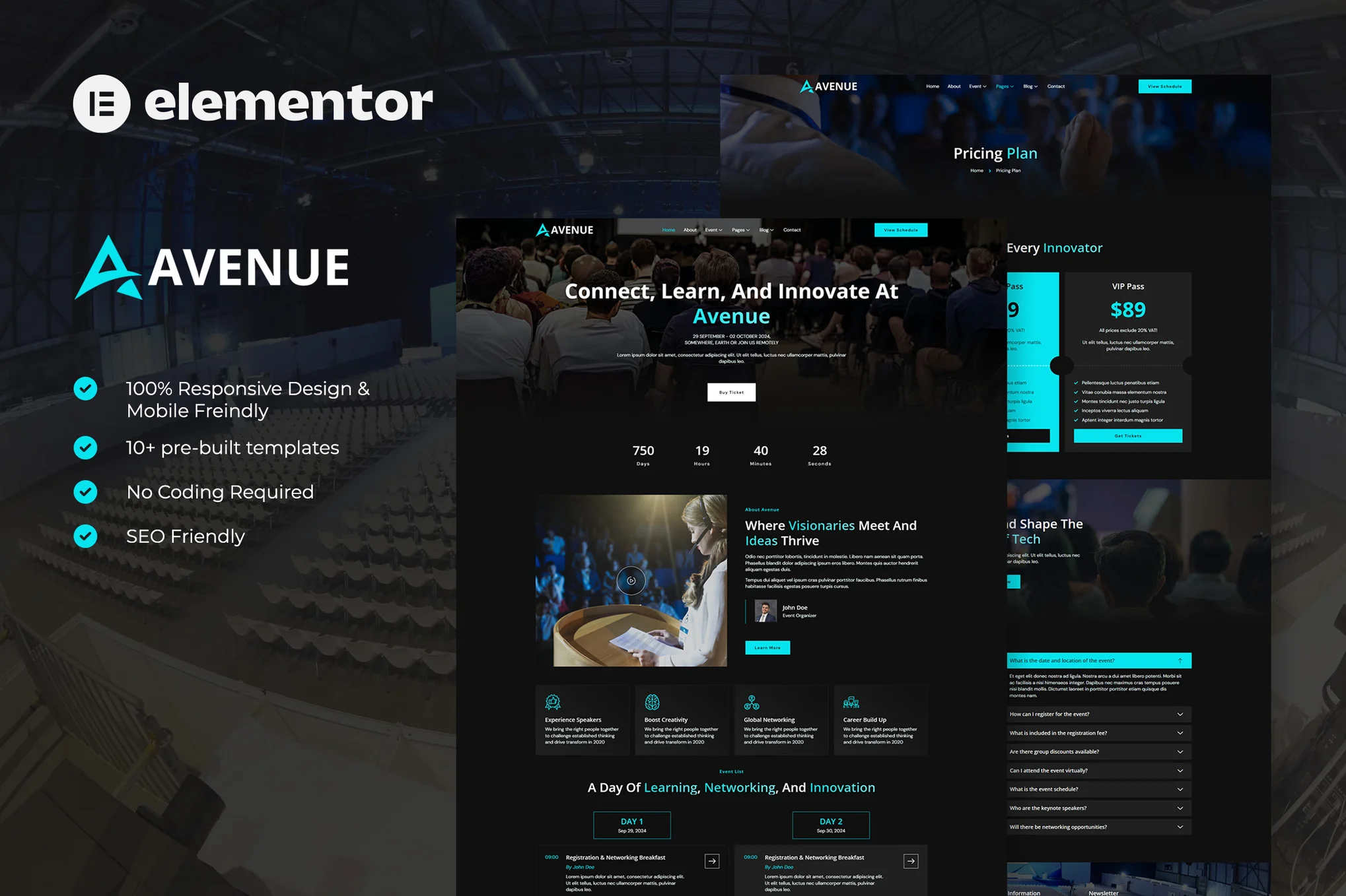 Avenue – 活动和会议 Elementor 模板套件