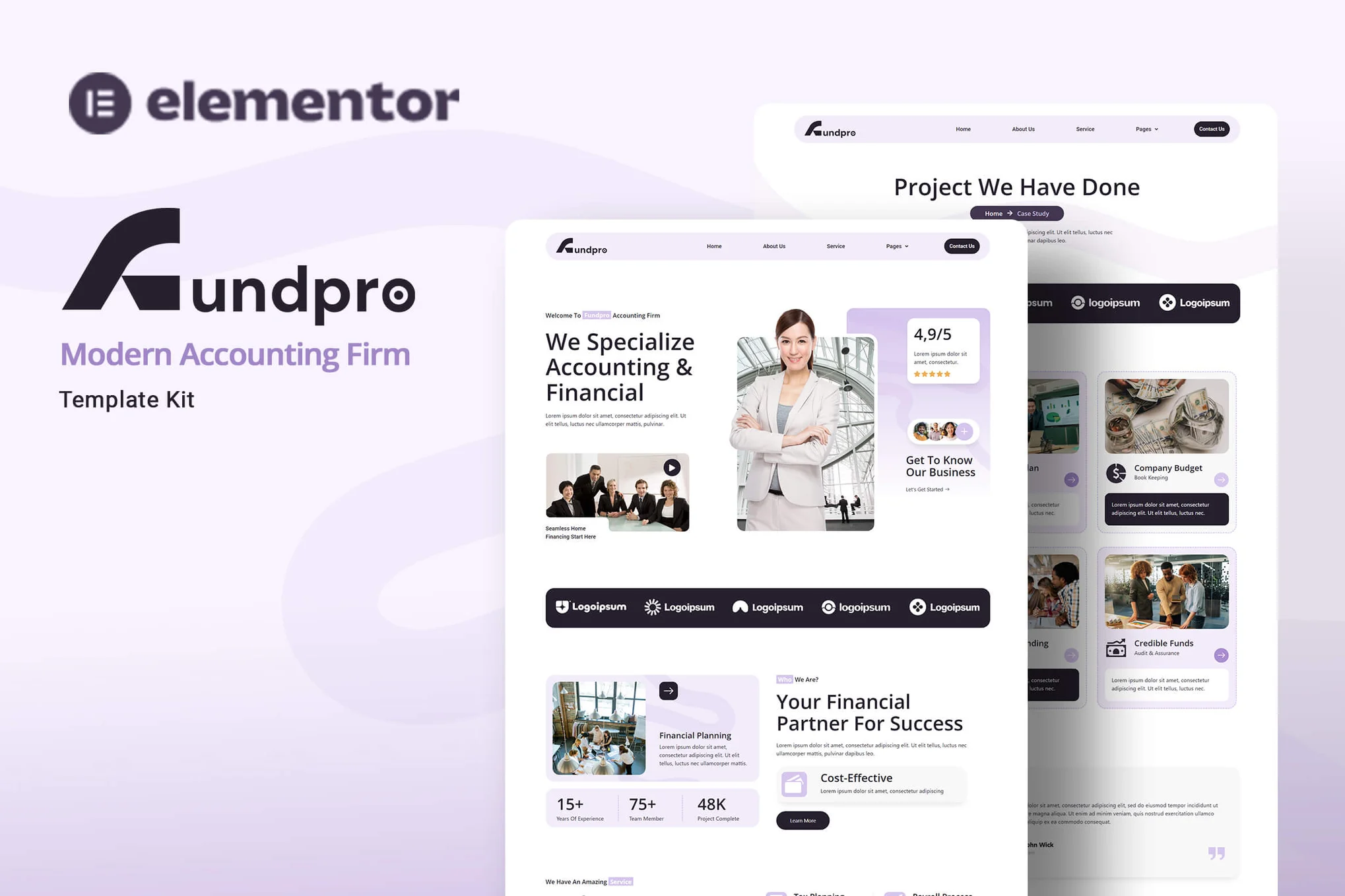 Fundpro – 现代会计公司 Elementor 模板套件