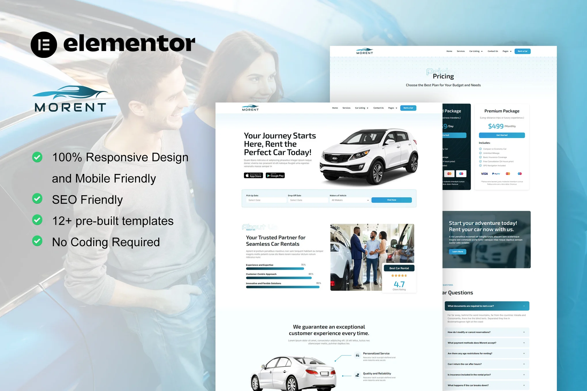 Morent – 汽车租赁 Elementor Pro 模板套件