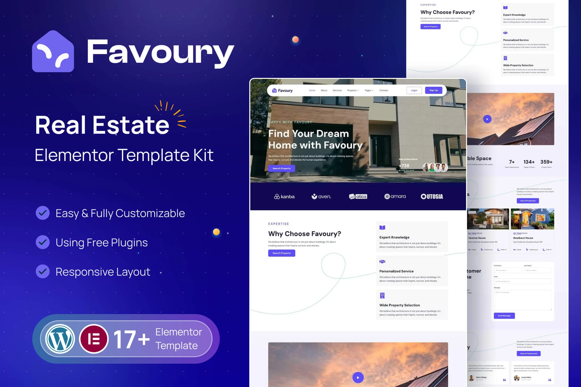 Favoury – 房地产代理 Elementor 模板套件