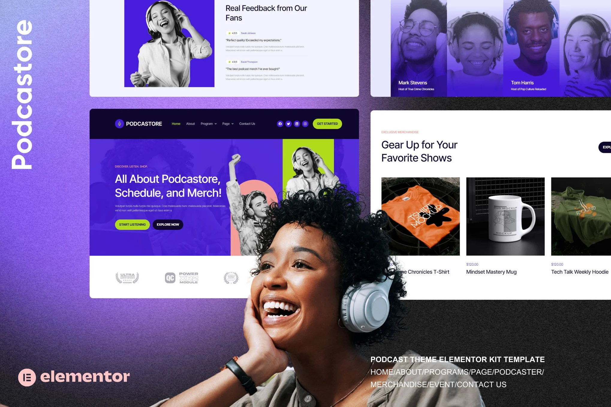 Podcastore – 播客和商品商店 Elementor 套件