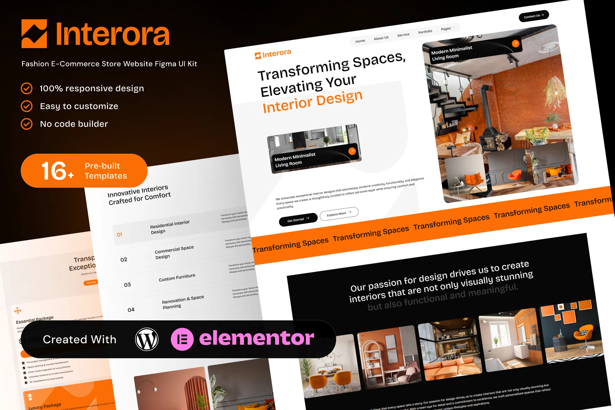 Interora – 室内设计作品集 Elementor 模板套件