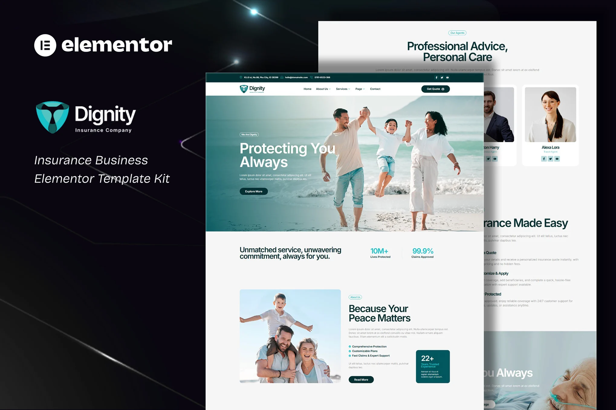 Dignity – 保险业务 Elementor 模板套件