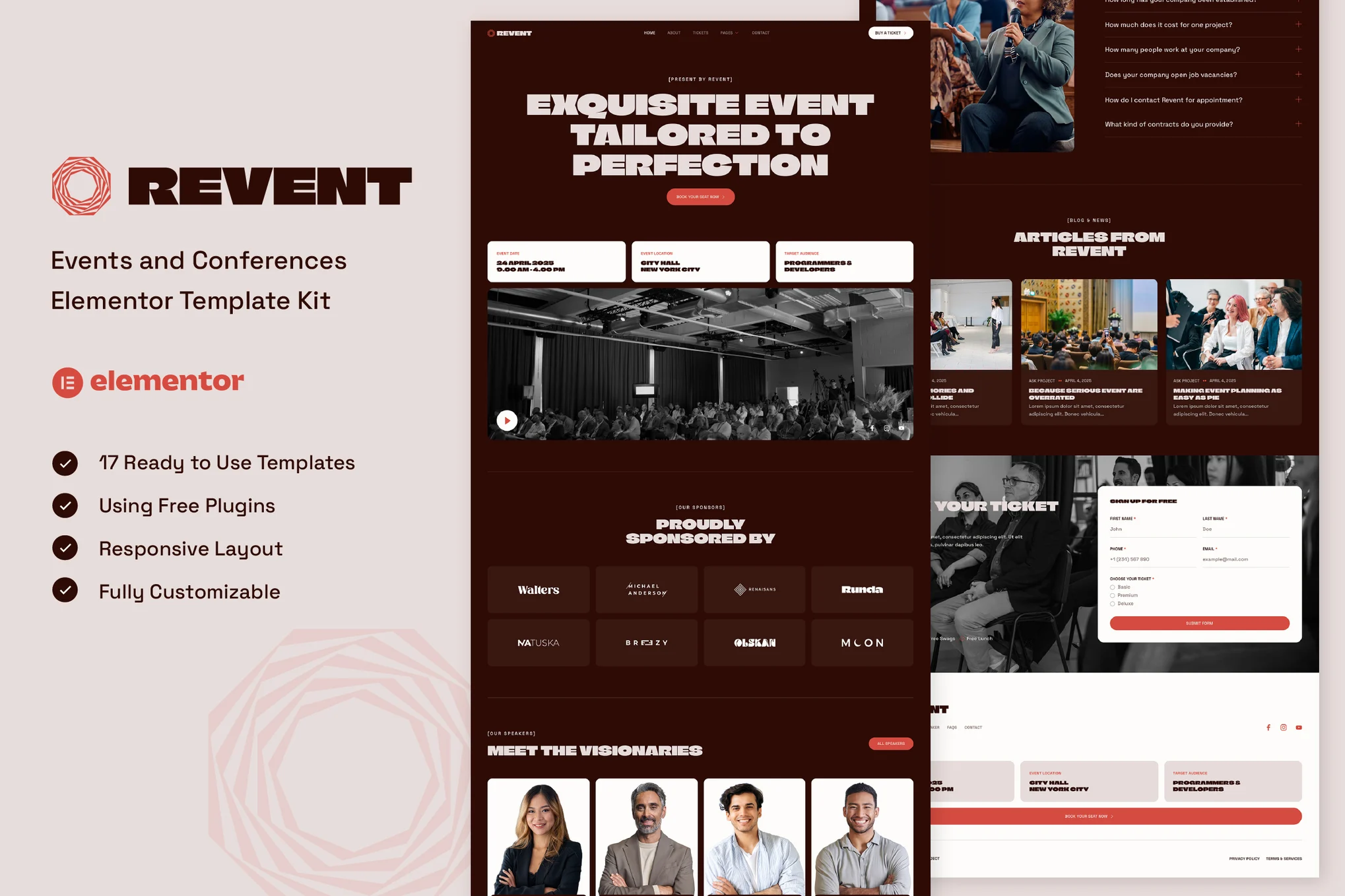 Revent – 活动和会议 Elementor 模板套件